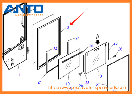 421-925-4641 4219254641 Glass Fit KOMATSU Penggali WA380 WA430 WA450 WA470 WA480 WA500